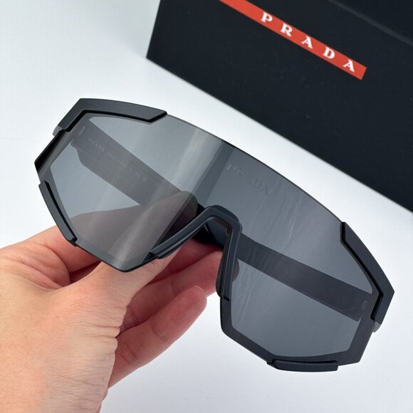 Prada Linea Rossa PS04WSF DG006F BRAND NEW Sunglasses Black Rubber Grey Unisex - Picture 2 of 13